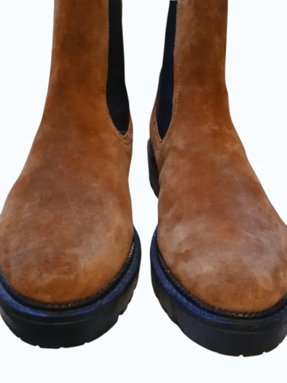 CASLON MILLER Chestnut Brown Suede Pull-On Lug Sole Ankle Boots - Like New